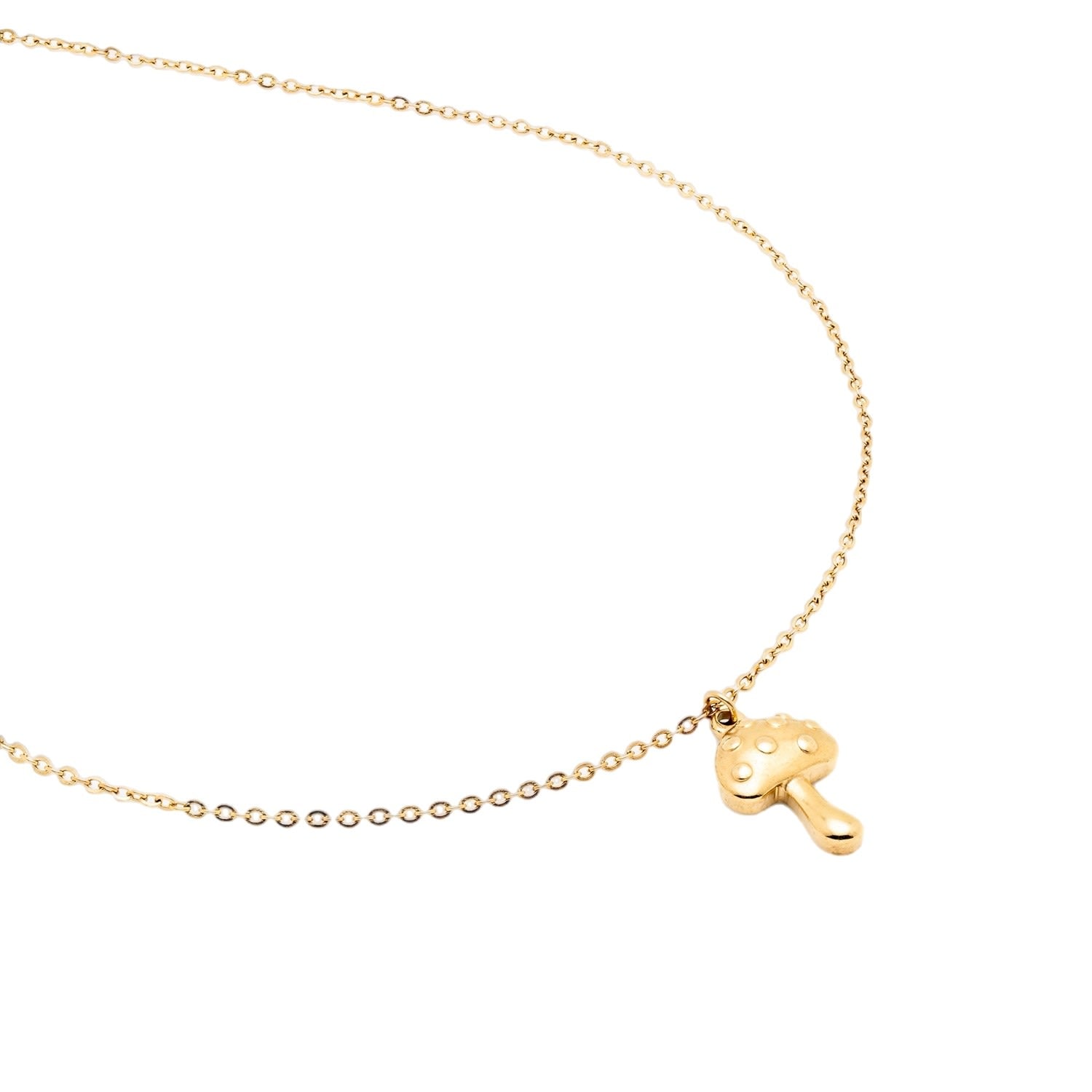 Mushroom Necklace Tarnish Free Gold