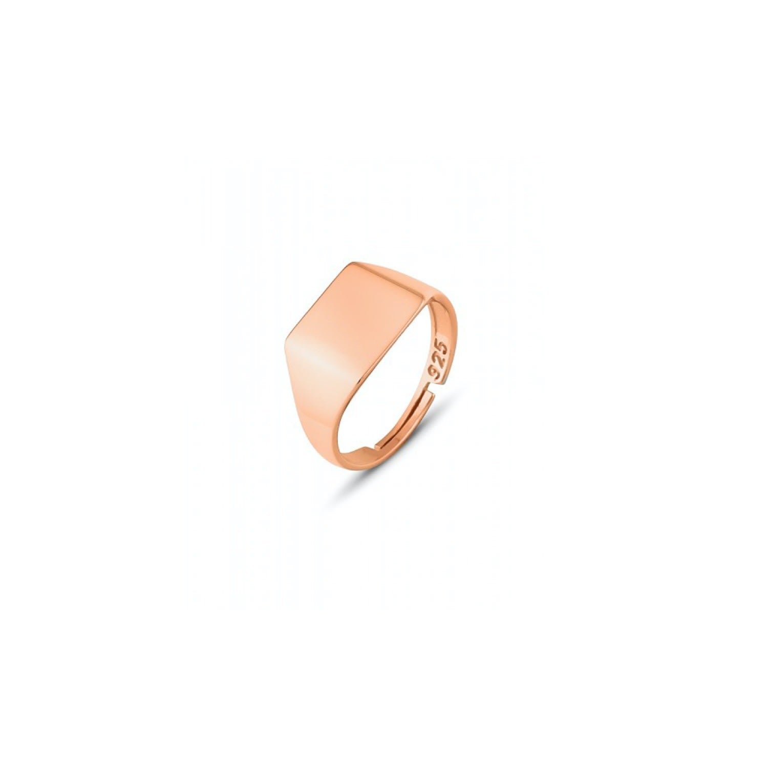 Signature Rectangular Sterling Silver Signet Ring - Rose Gold