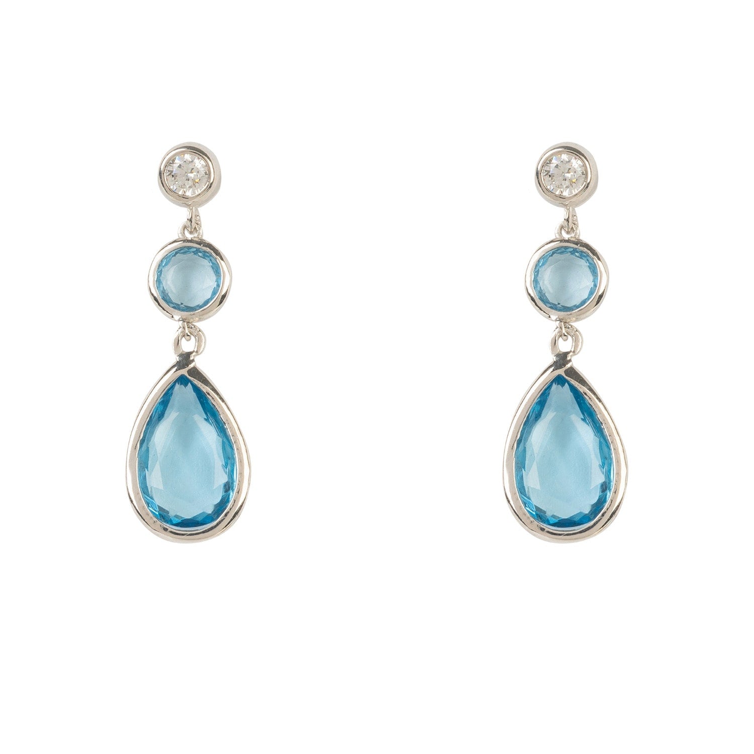 Tuscany Gemstone Drop Earring Silver Blue Topaz Hydro