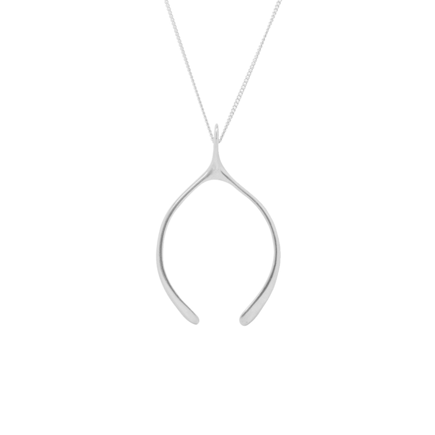 Large Sterling Silver Wishbone Necklace