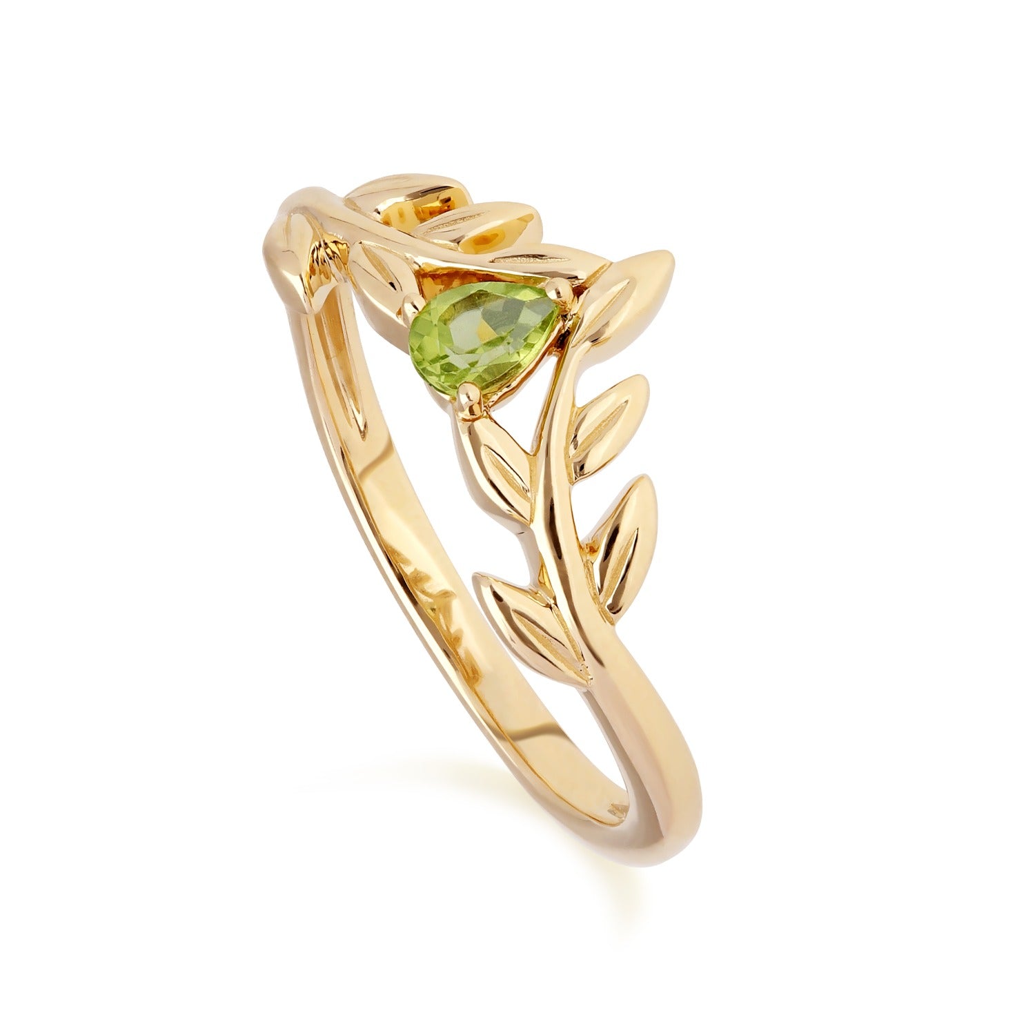 O Leaf Peridot Ring In Yellow Gold