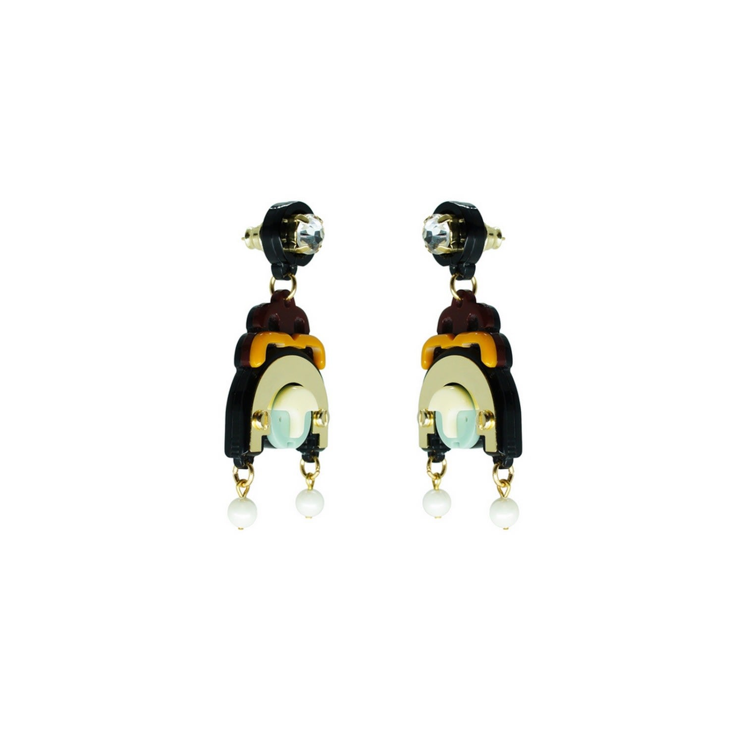 Acrylic Handmade Earring Ixchel - Yellow & Orange