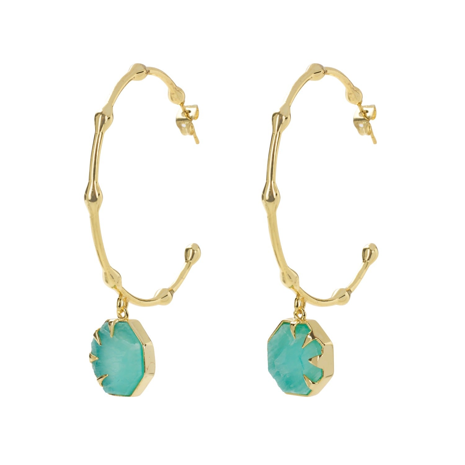 Hold On Amazonite Gemstone Large Hoop Earrings