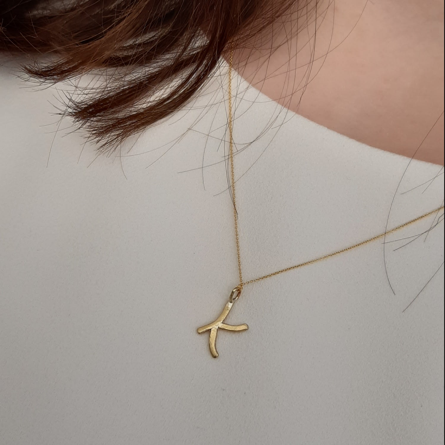 Solid Gold Letter K Pendant Necklace
