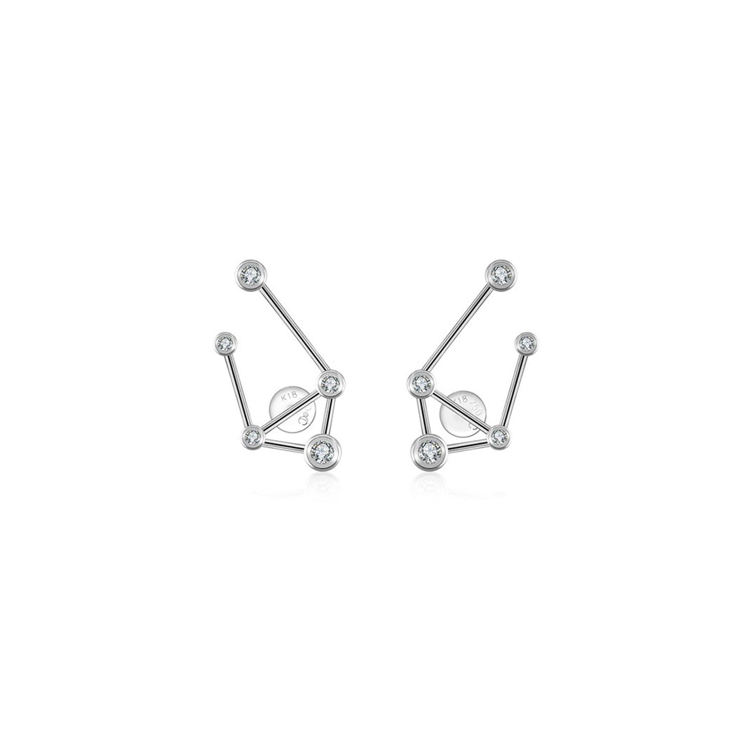 Libra Zodiac Constellation Earring 18K White Gold & Diamond