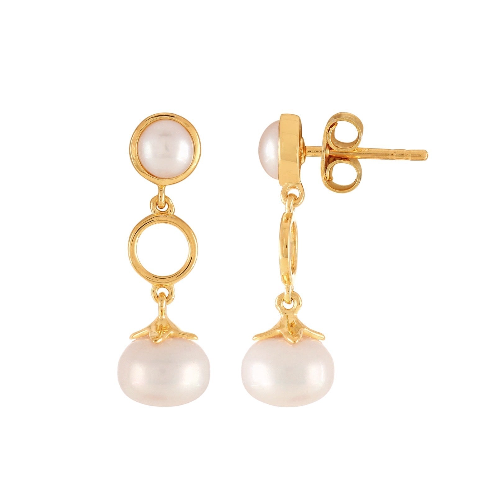 Myra Pearl Dangler Earrings Gold Vermeil