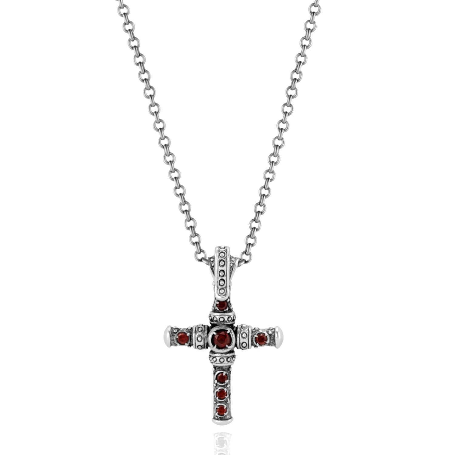 Mystic Cross Necklace With Ruby In Sterling Silver - Elegant Jewelry For Women