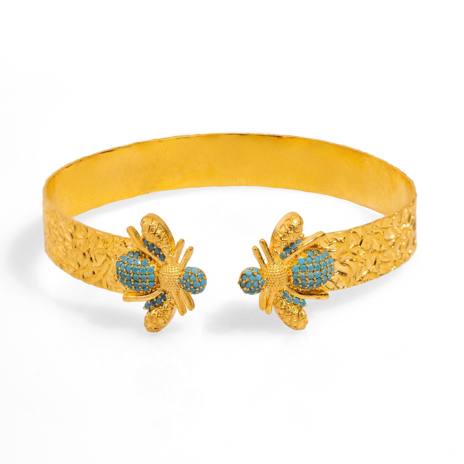 Mystic Design Gold & Turquoise Honey Bee Cuff Bracelet - Gold
