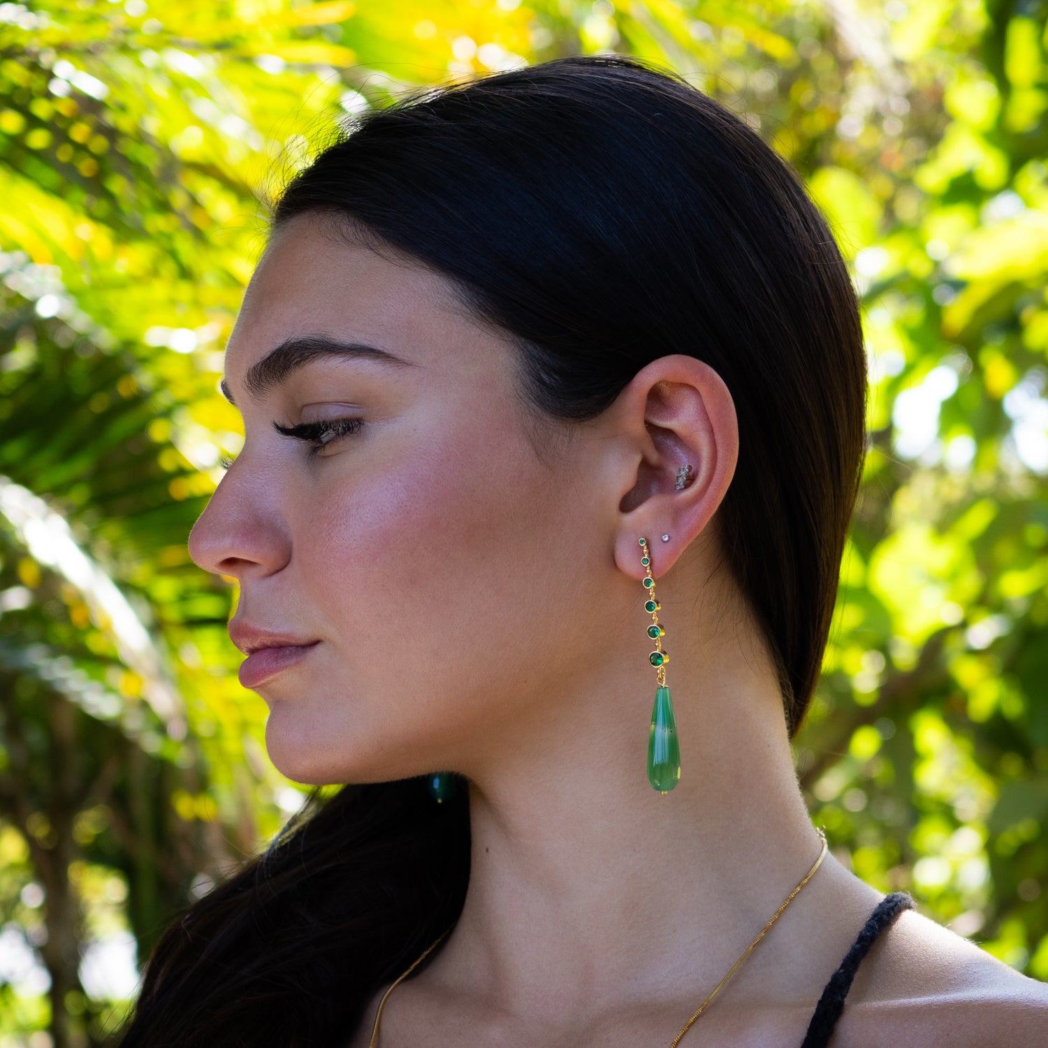 Mystic Energy Jade Teardrop Earrings - Green