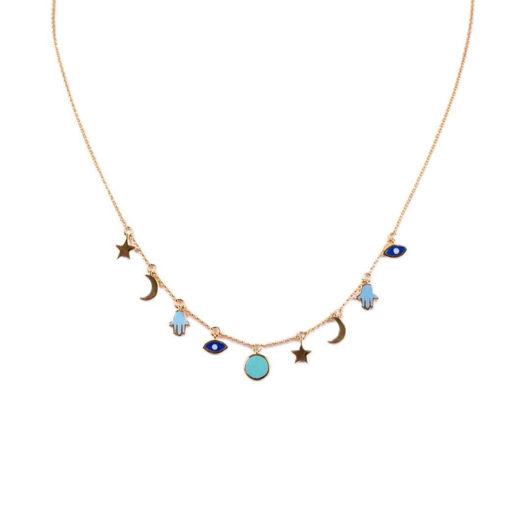 Mystic Eye Enamel Charm Necklace