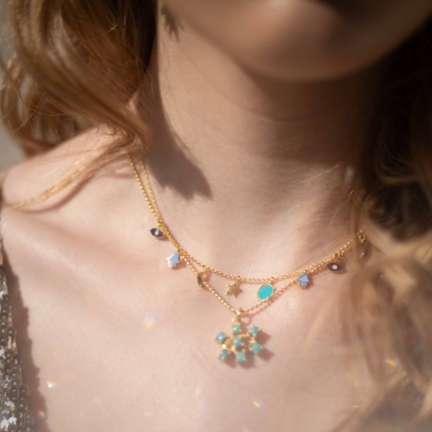 Mystic Eye Enamel Charm Necklace