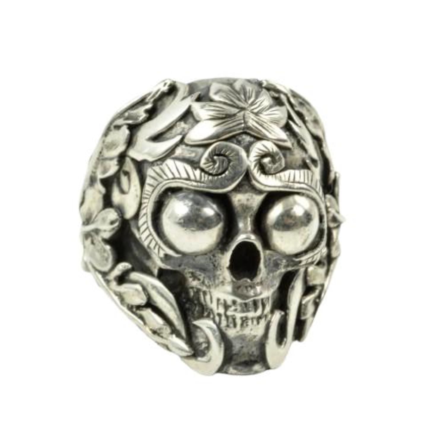 Mystic Meditation Skull Ring In Sterling Silver
