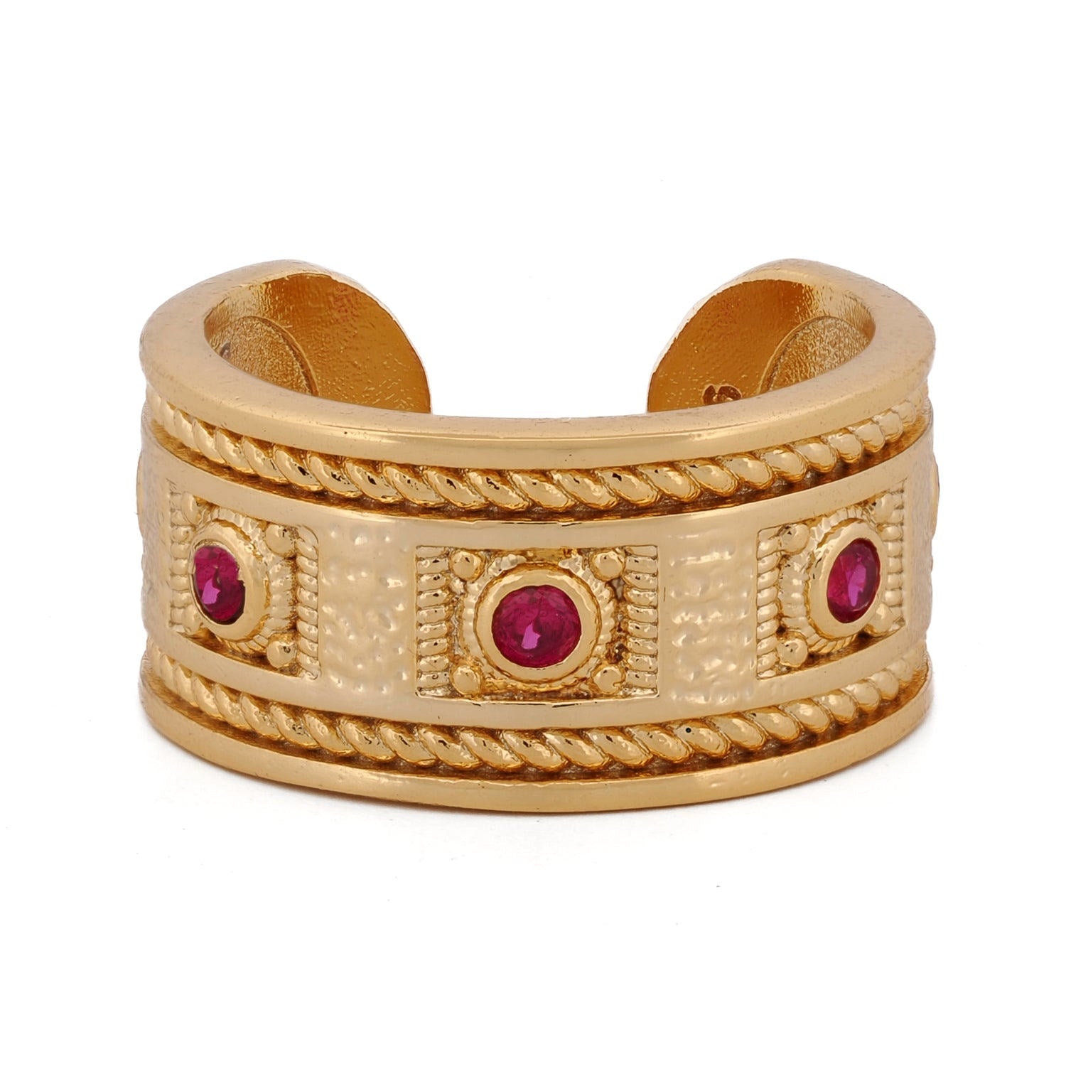 Mystic Queen Ruby Cuff Gold Ring - Pink