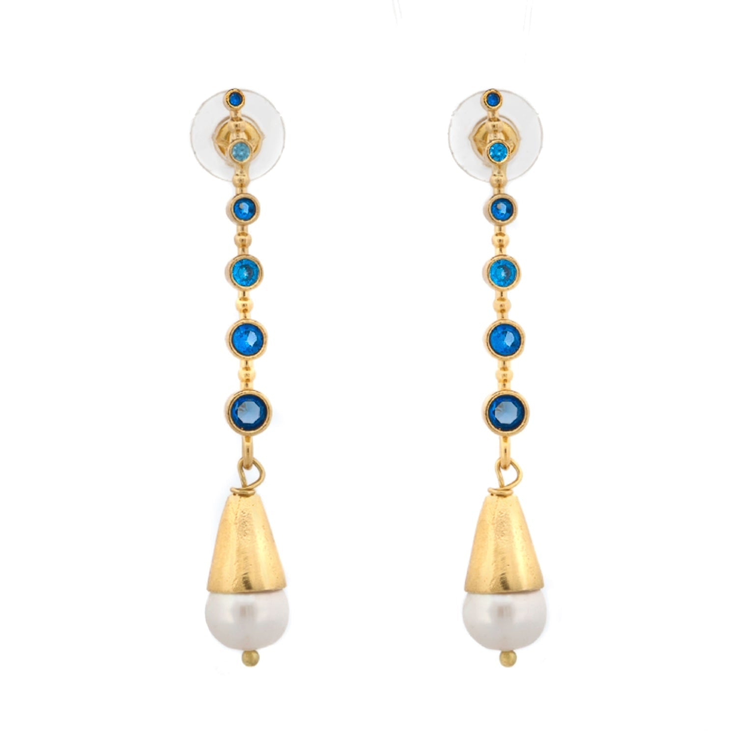 Mystic Sky Blue Topaz & Pearl Drop Earrings - Blue