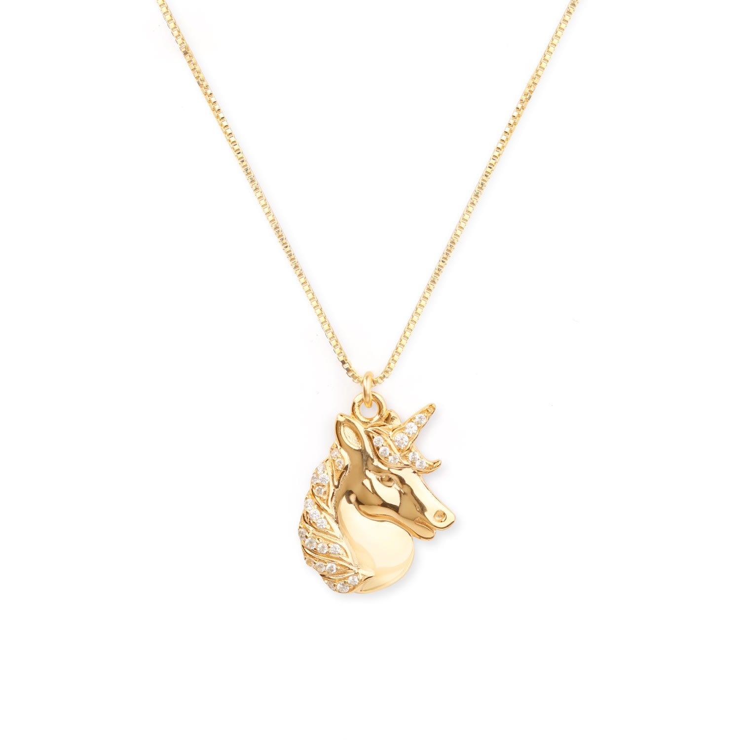 Mystical Unicorn Necklace, Gold Over Sterling Silver