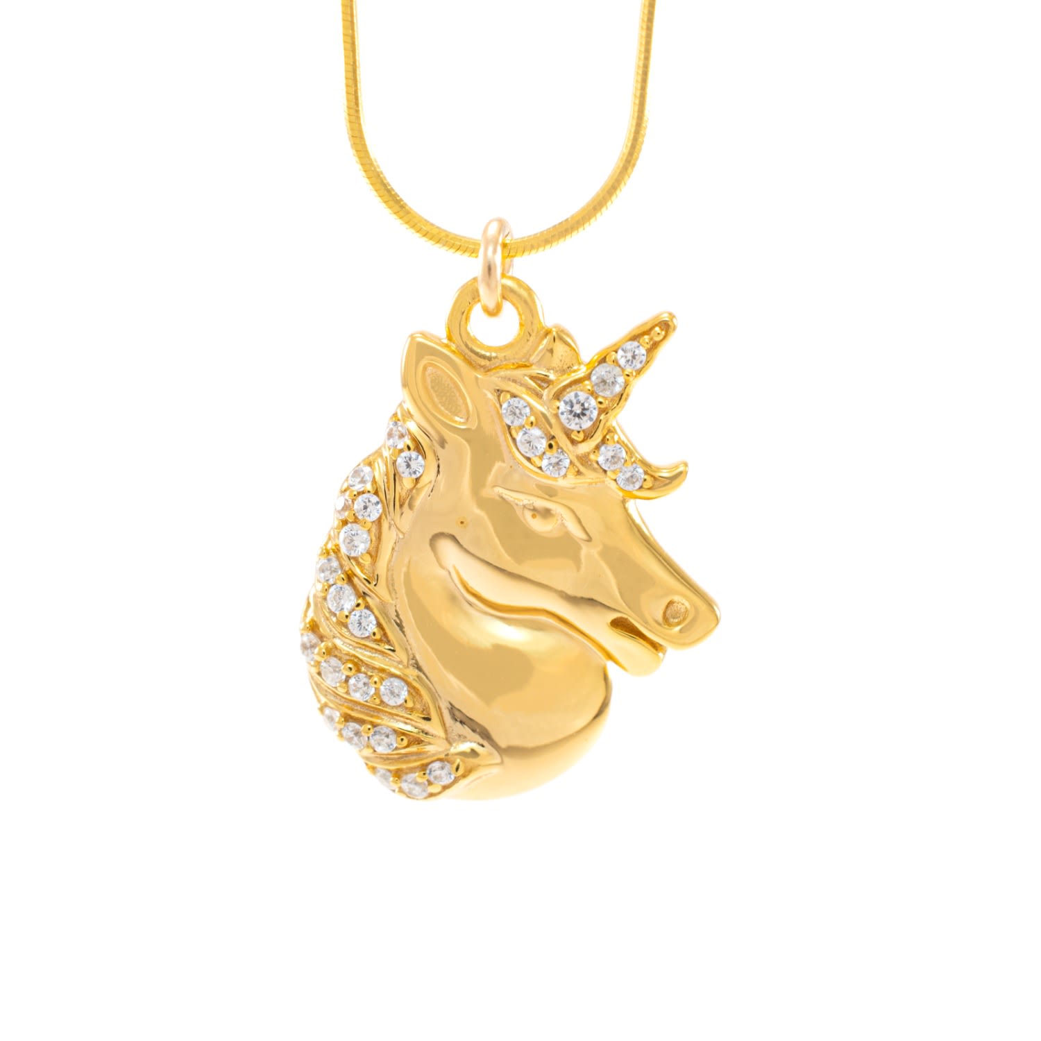 Mystical Unicorn Necklace, Gold Over Sterling Silver