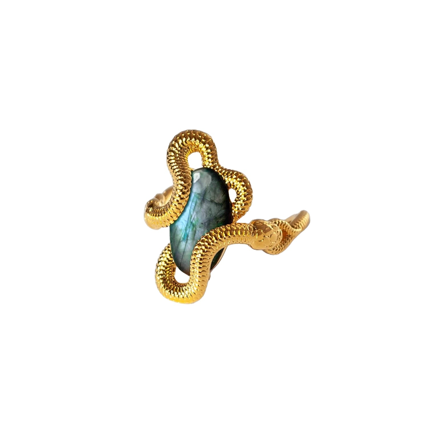 Mythical Serpent Labradorite And Gold Vermeil Ring
