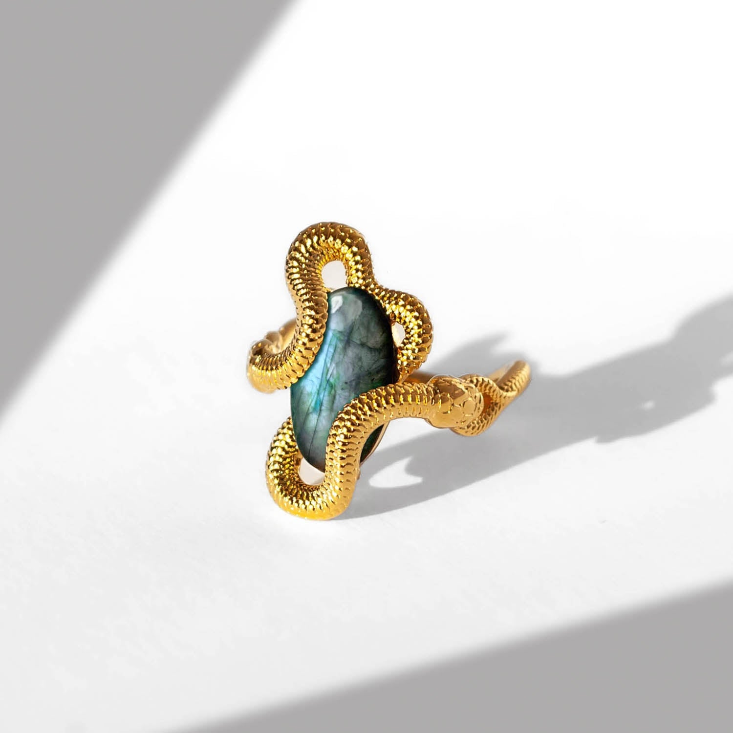 Mythical Serpent Labradorite And Gold Vermeil Ring