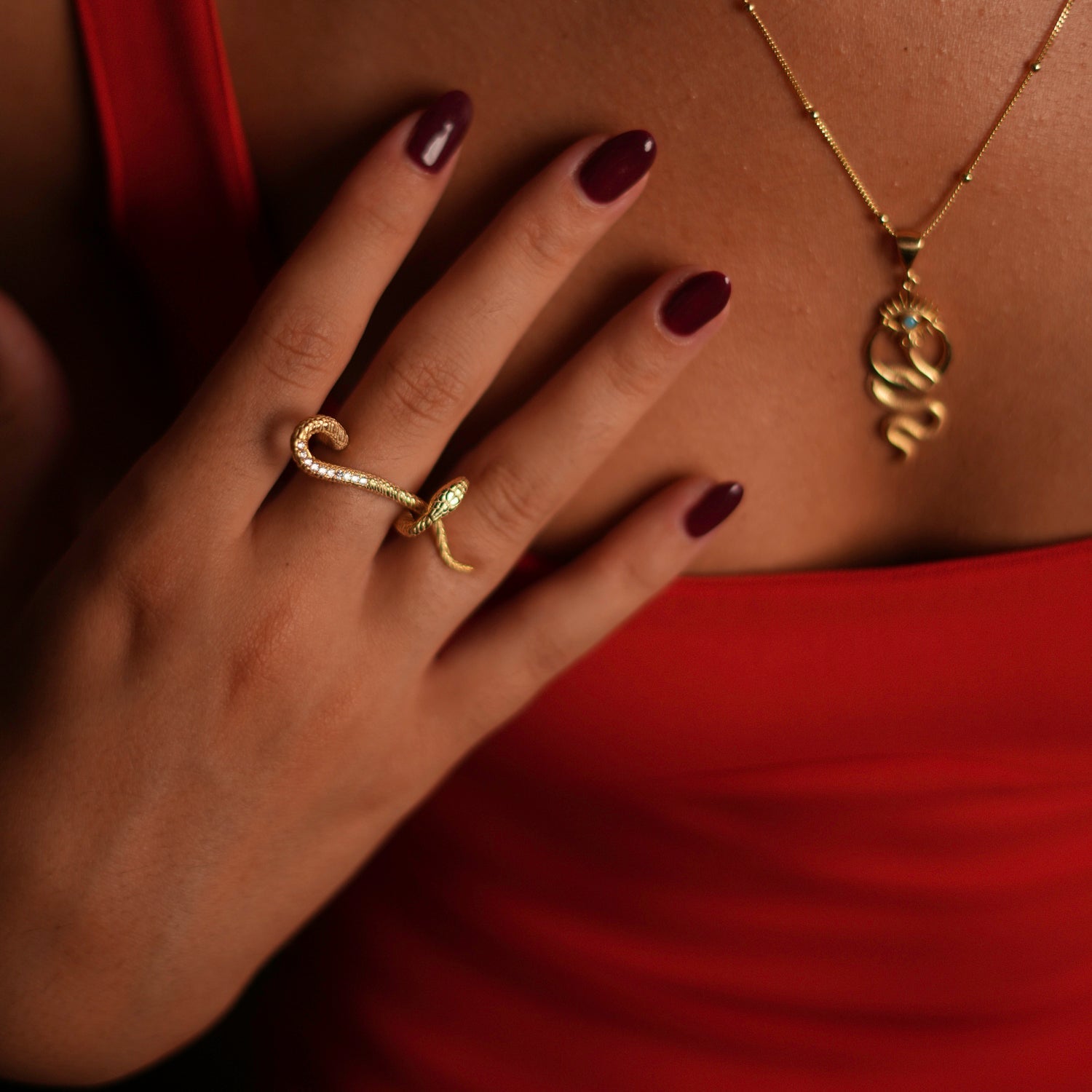 Mythology Snake Gold Vermeil & Diamond Design Ring - Gold