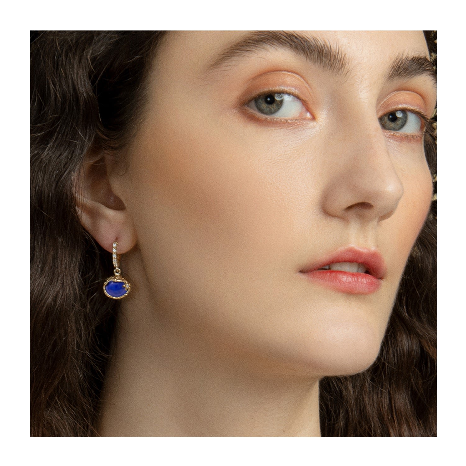 Ad Astra Gold-Plated Lapis Lazuli Mini Hoop Earrings