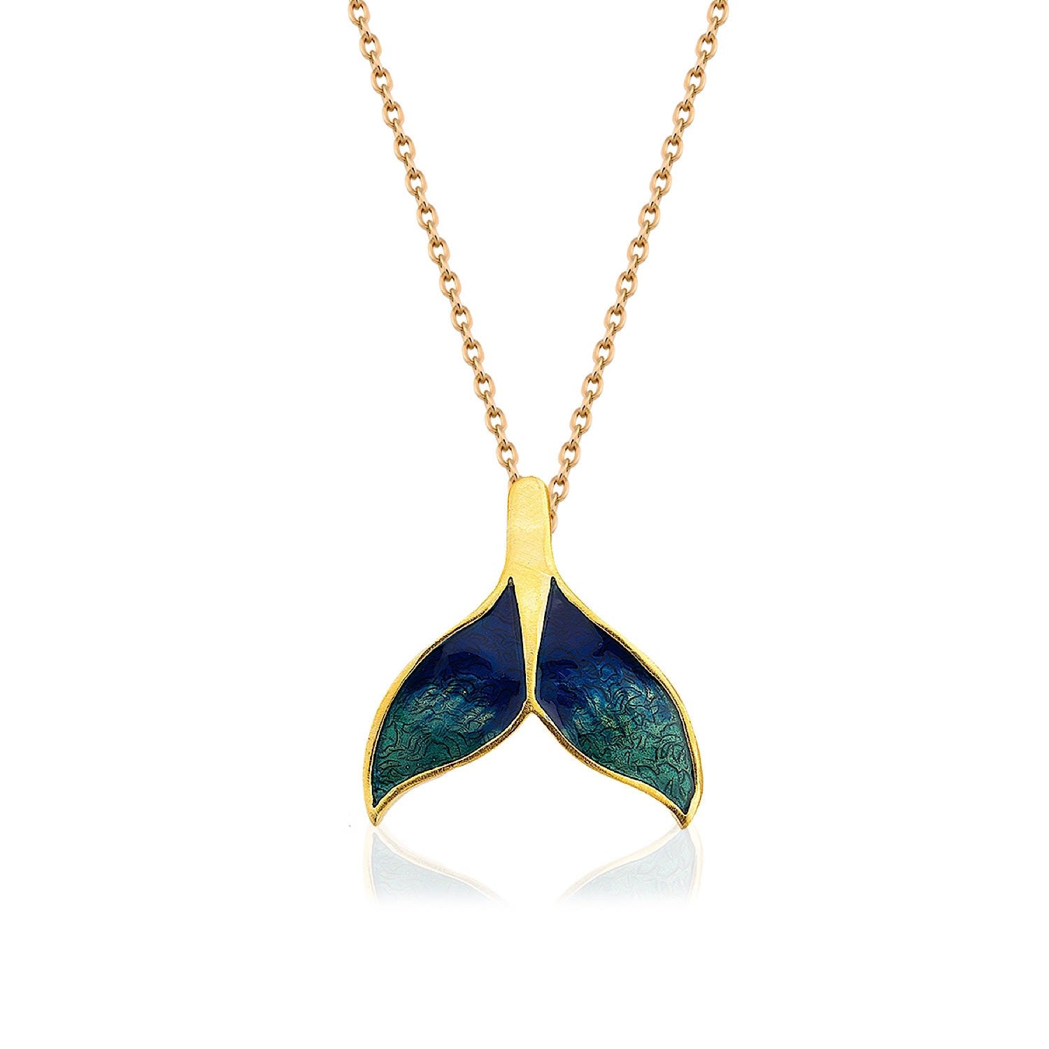 Green & Navy Blue Whale Tail Necklace