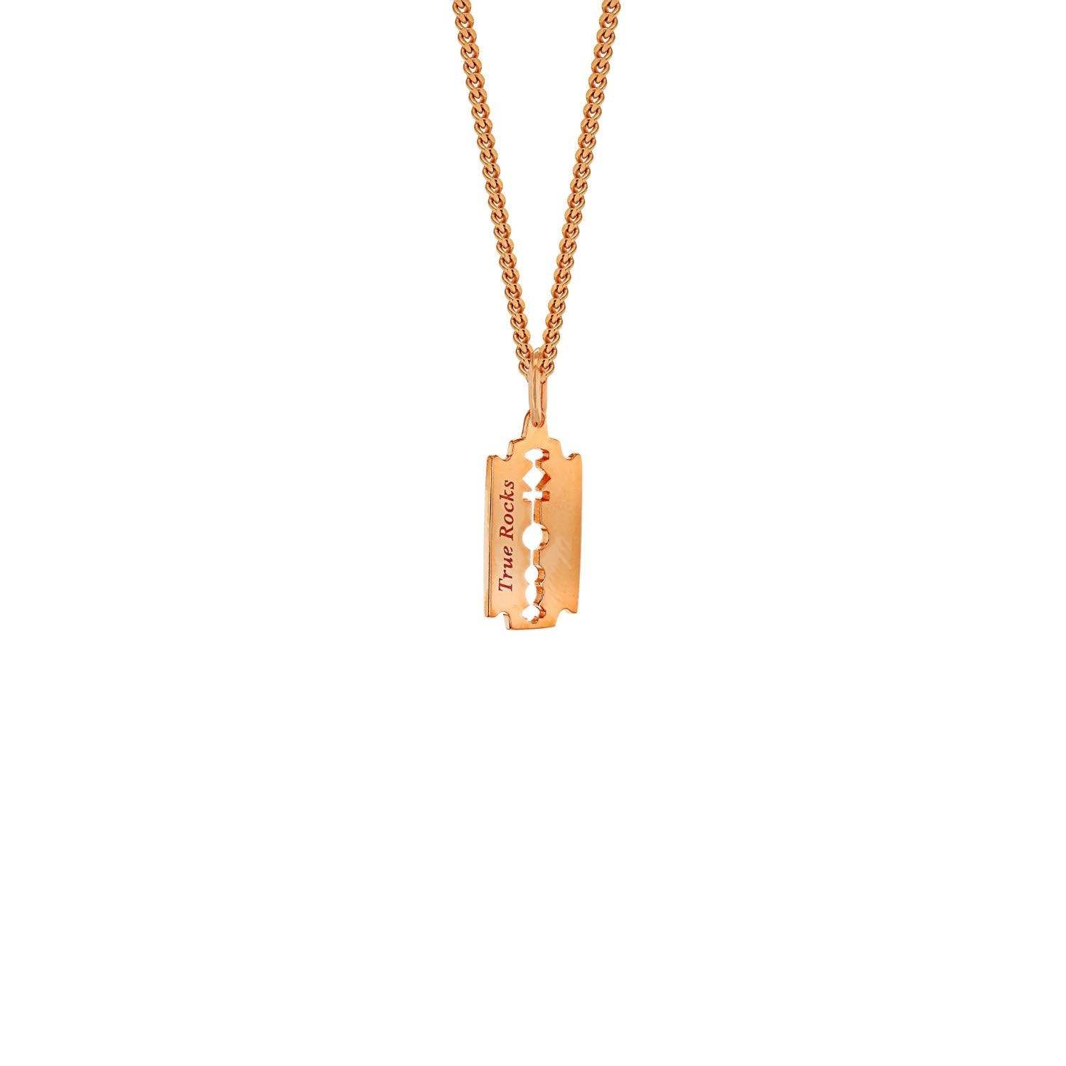 18Kt Rose Gold-Plated Mini Razor Blade Charm On Rose Gold Hoop