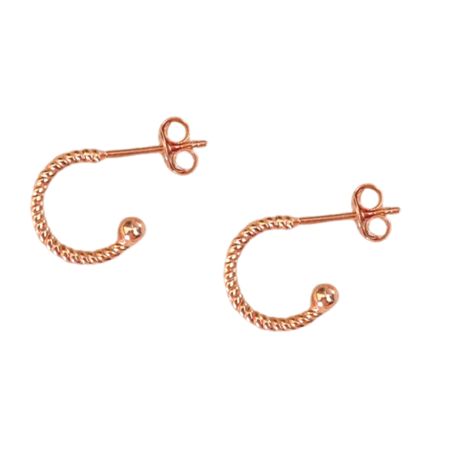 Twisted Bead End Sterling Silver Earrings - Rose Gold