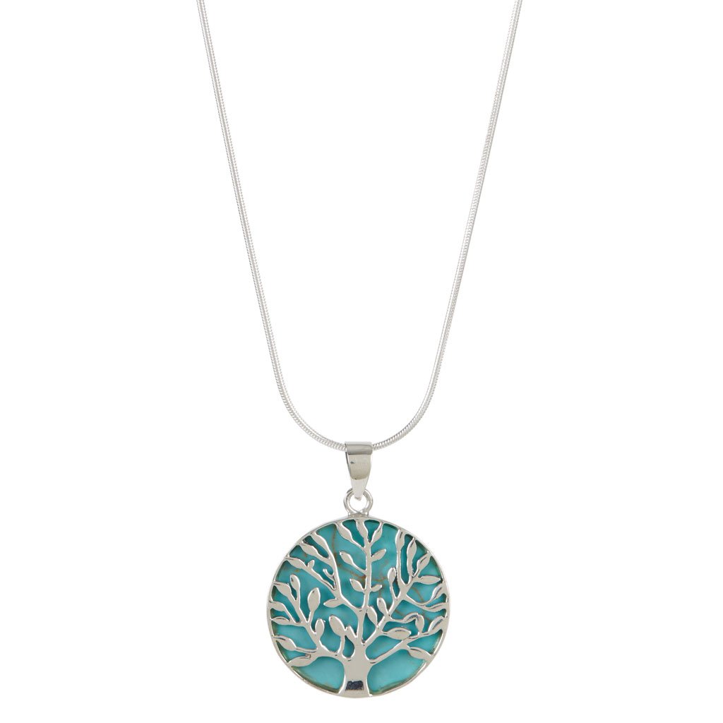 Tree Of Life Healing Silver Necklace - Turquoise