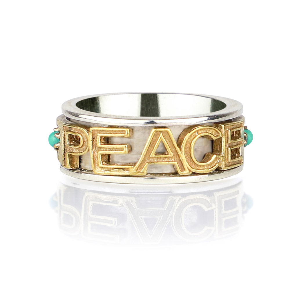 Peace Rocks Silver Spinning Ring