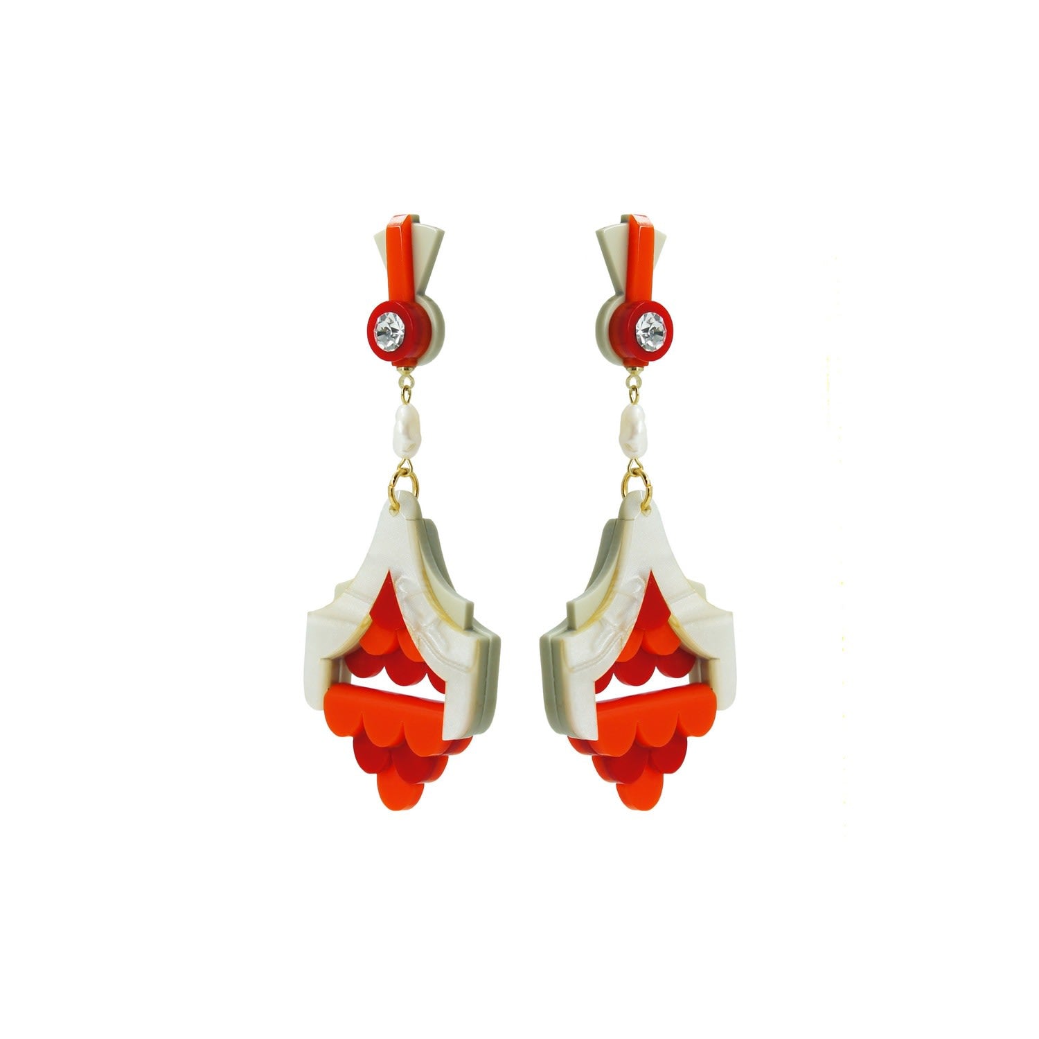 Handmade Earring Scales Red