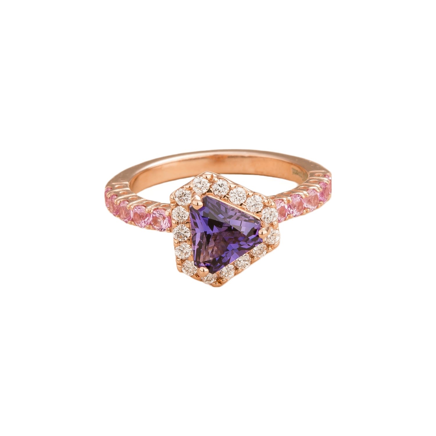 Diana Rose Gold Ring Purple Sapphire, Diamond, Pink Sapphire
