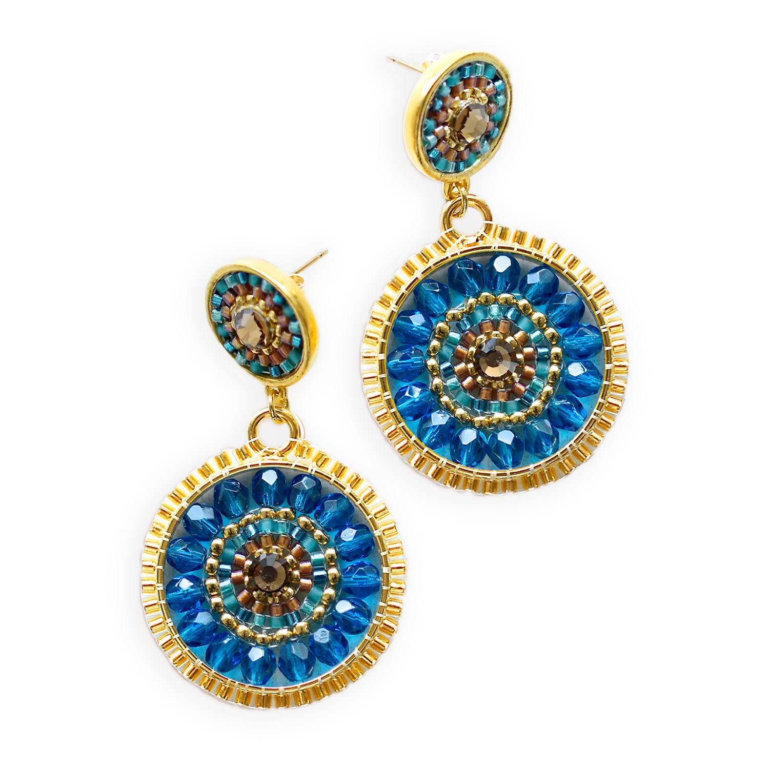 Double Circle Statement Drop Earrings - Spirit Of Place Ocean