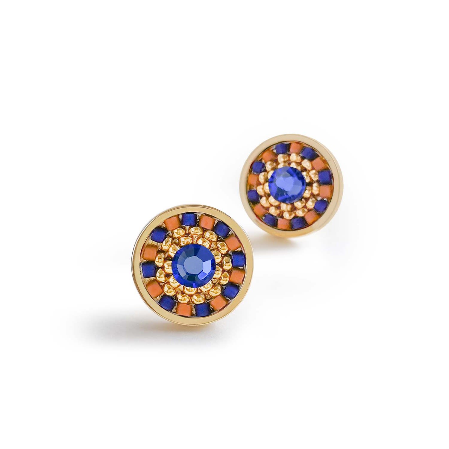 Striped Medallion Stud Earrings - Kimono