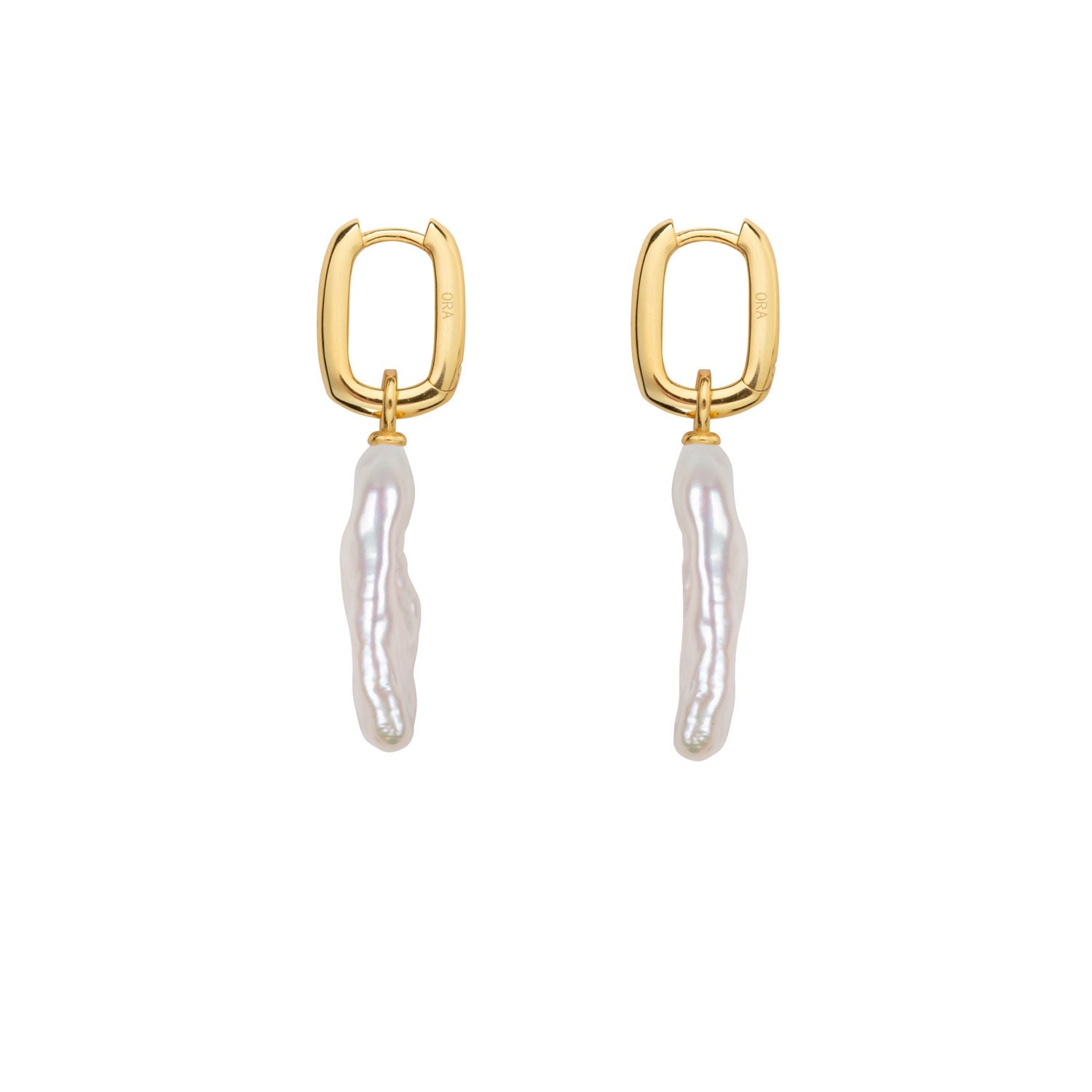Aetia Long Baroque Pearl Hoop Earrings - Gold - Small