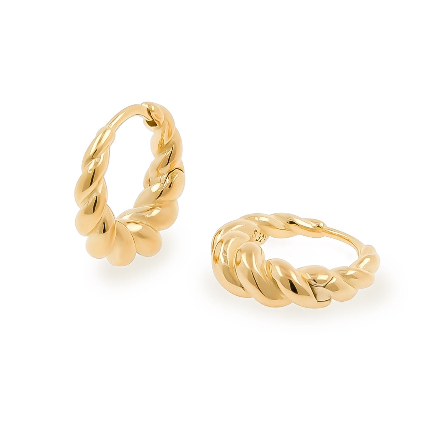 Gold Mini Twisted Huggie Hoop Earrings