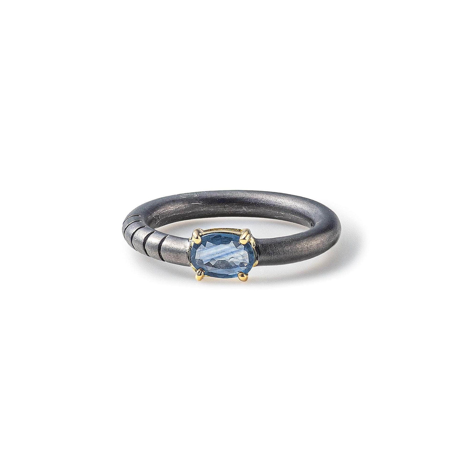 Nabu Blue Sapphire Ring Black Rhodium