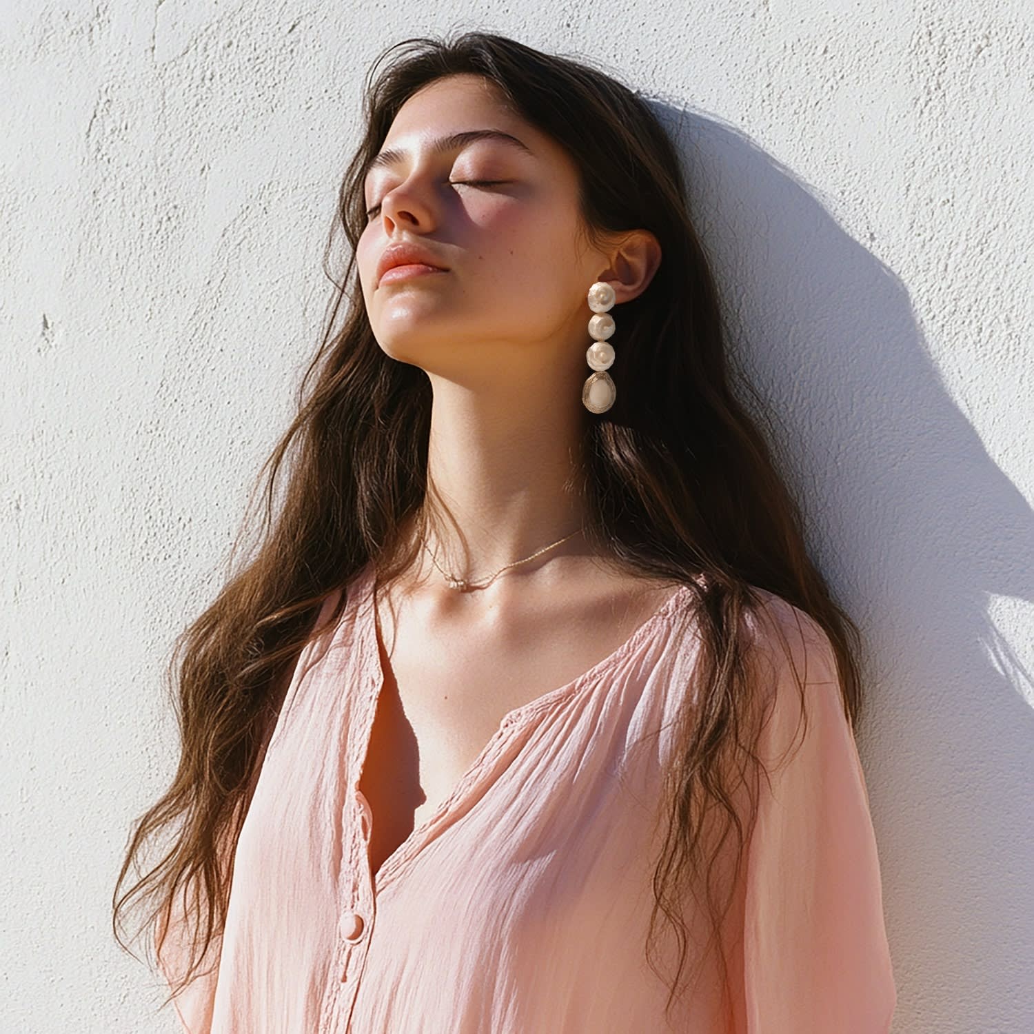 Nacre Earrings – Cascading Recycled Brass Earrings With Vintage Shells