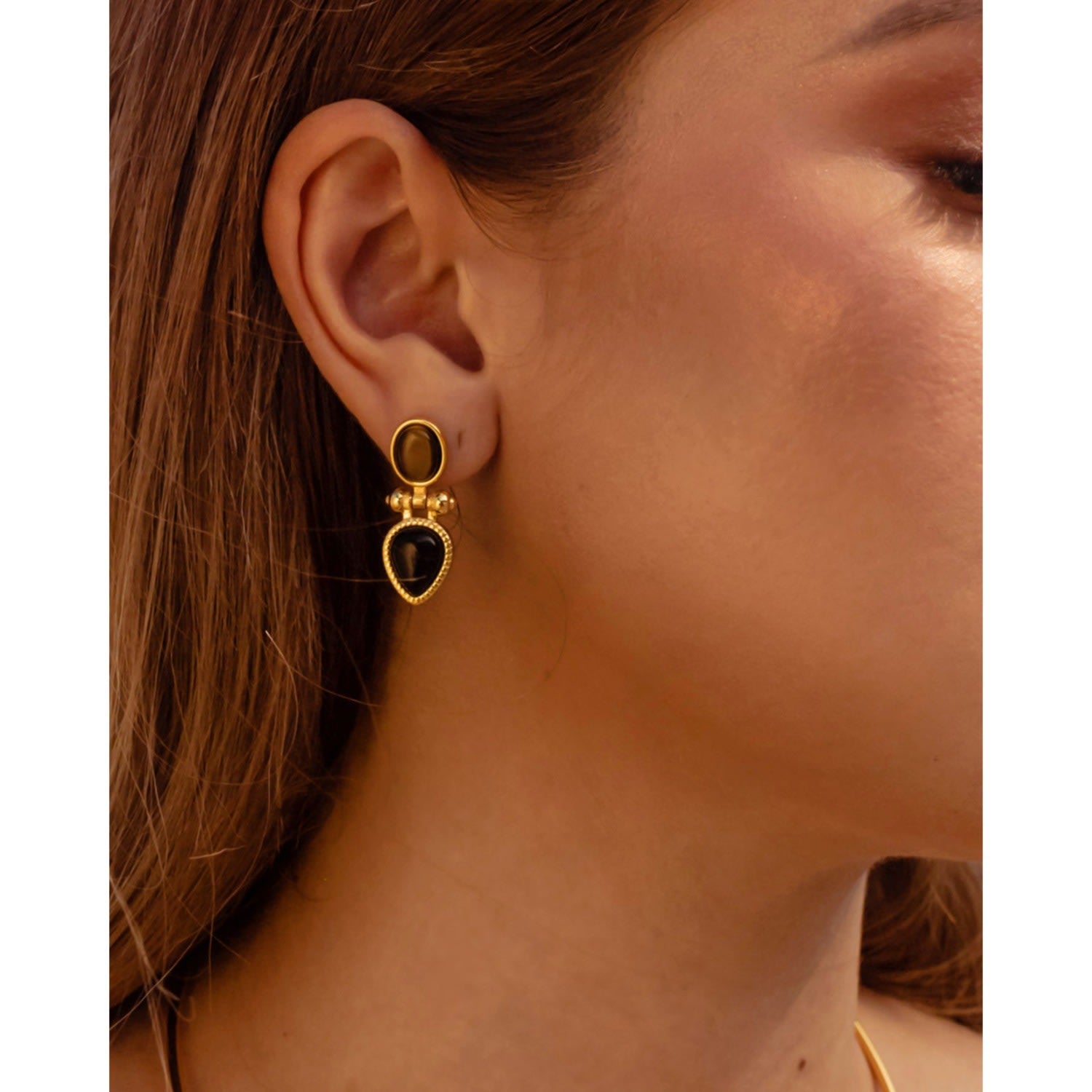 Nadia Tiger Eye Drop Earrings