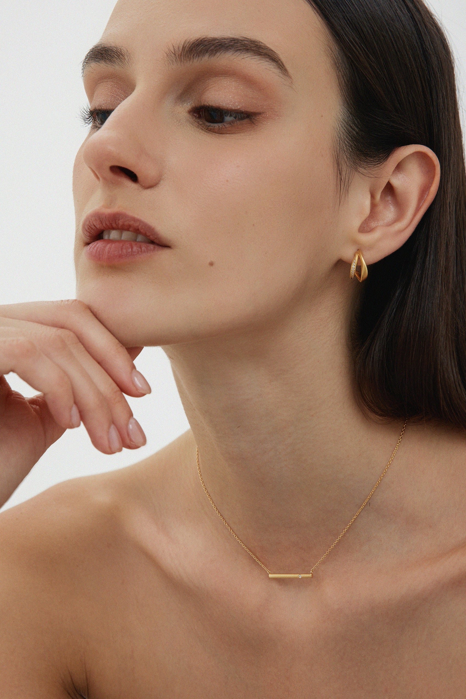 Nadine Pavé Twisted Stud Earrings In Gold