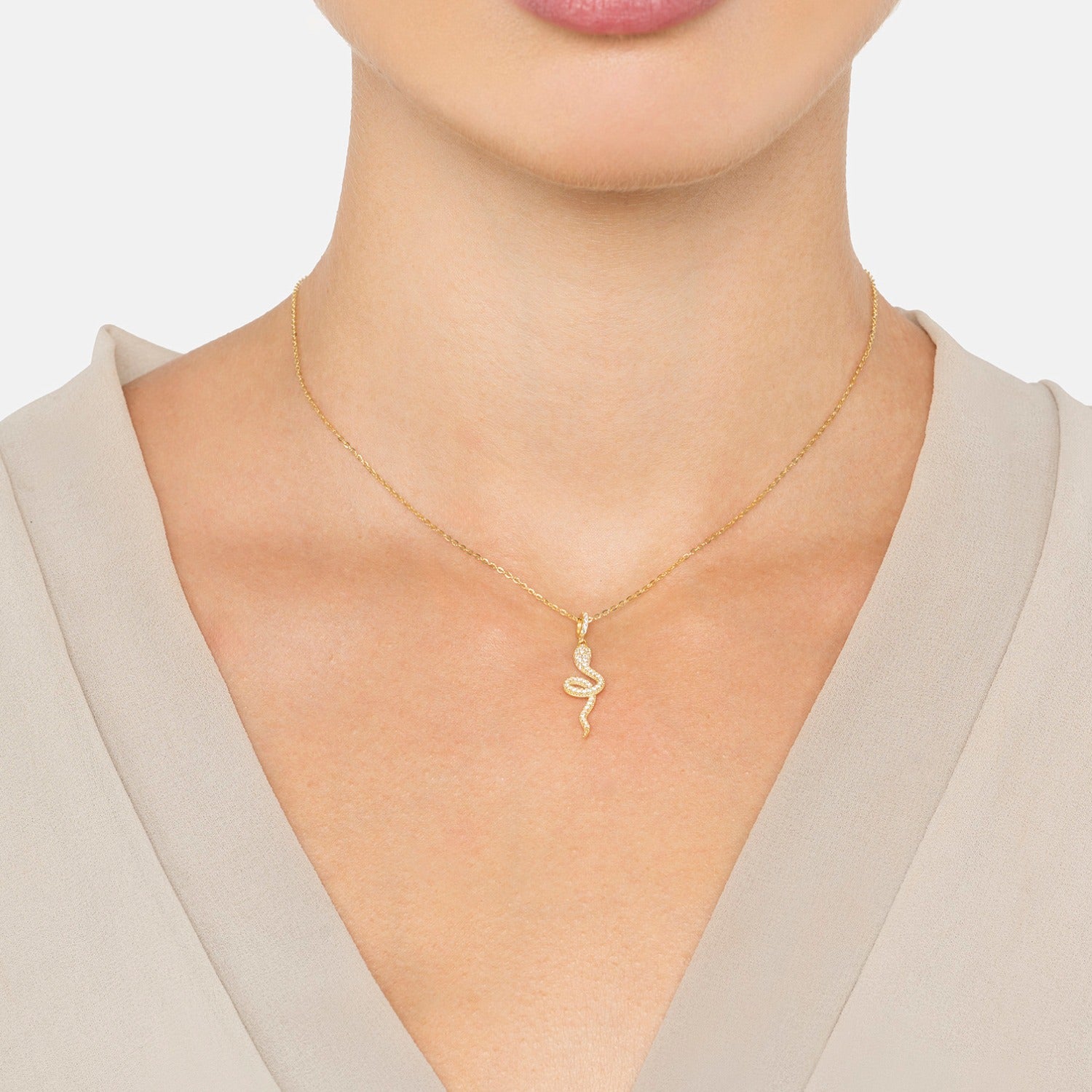 Nagini Snake Pendant Necklace Gold