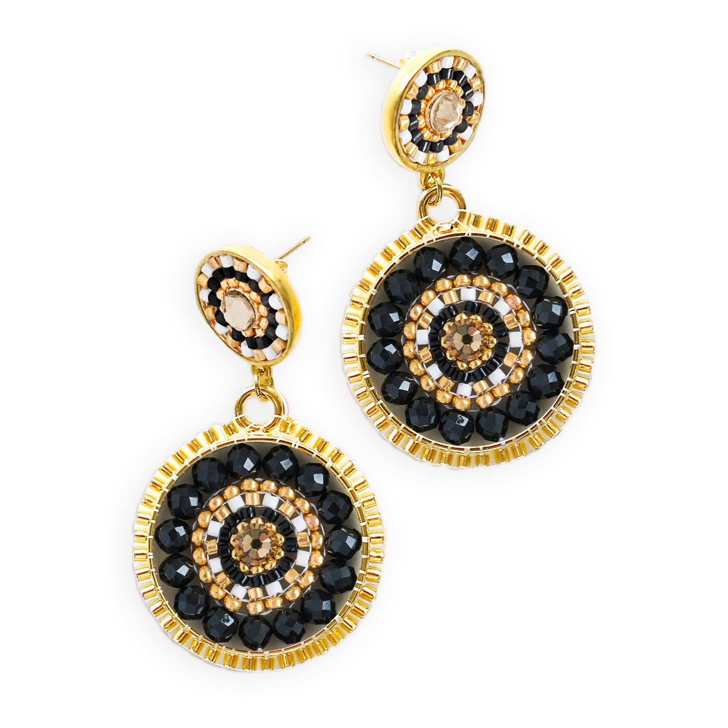 Double Circle Statement Drop Earrings - Spirit Of Place City Night