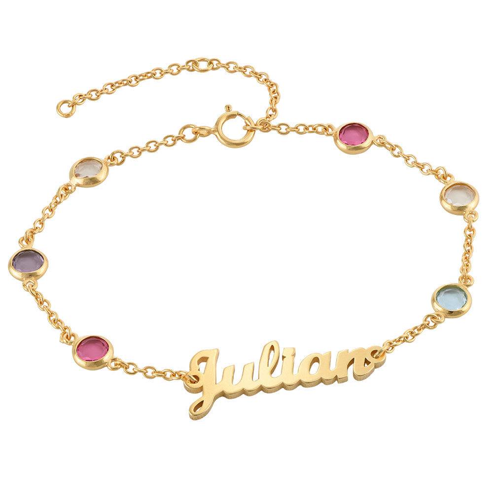 Name Bracelet with Multi Colored Stones in Gold Plating - Rainbow Bracelet