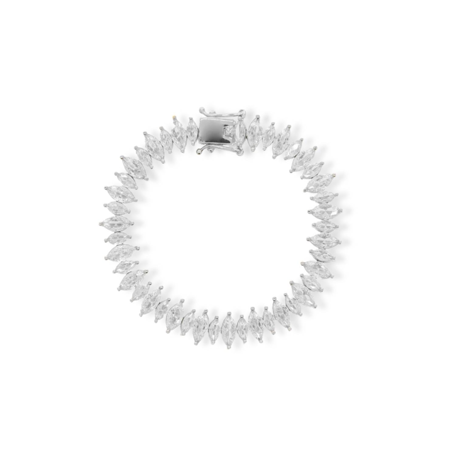 Naomi Horse Eye Tennis Chain Bracelet - Silver