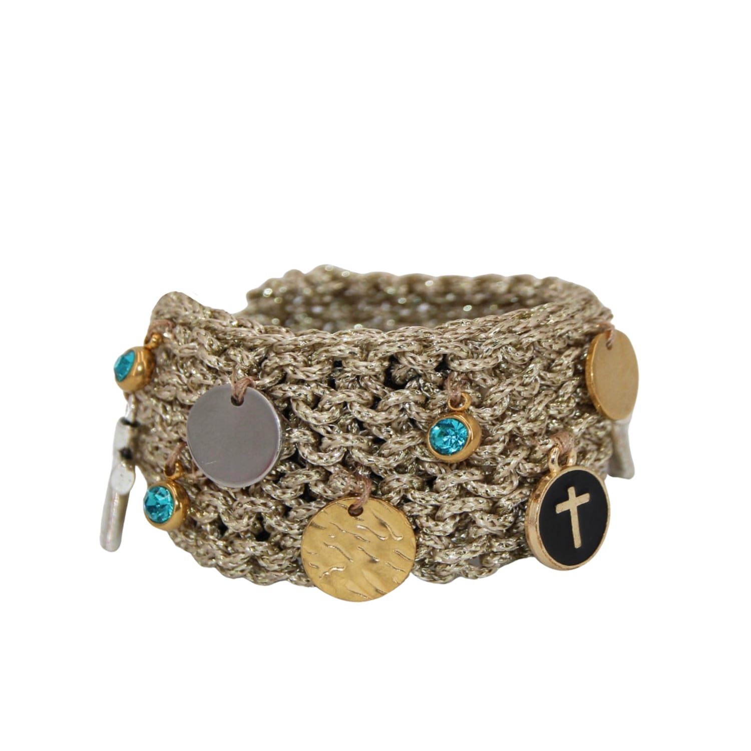 Narrow Sand Bracelet | Hand Knitted | Gold