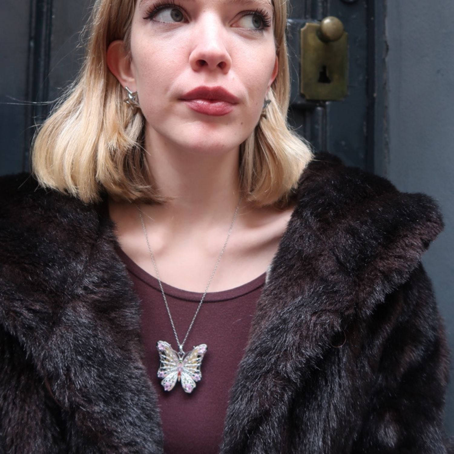 Natalia's Butterfly Necklace In Silver