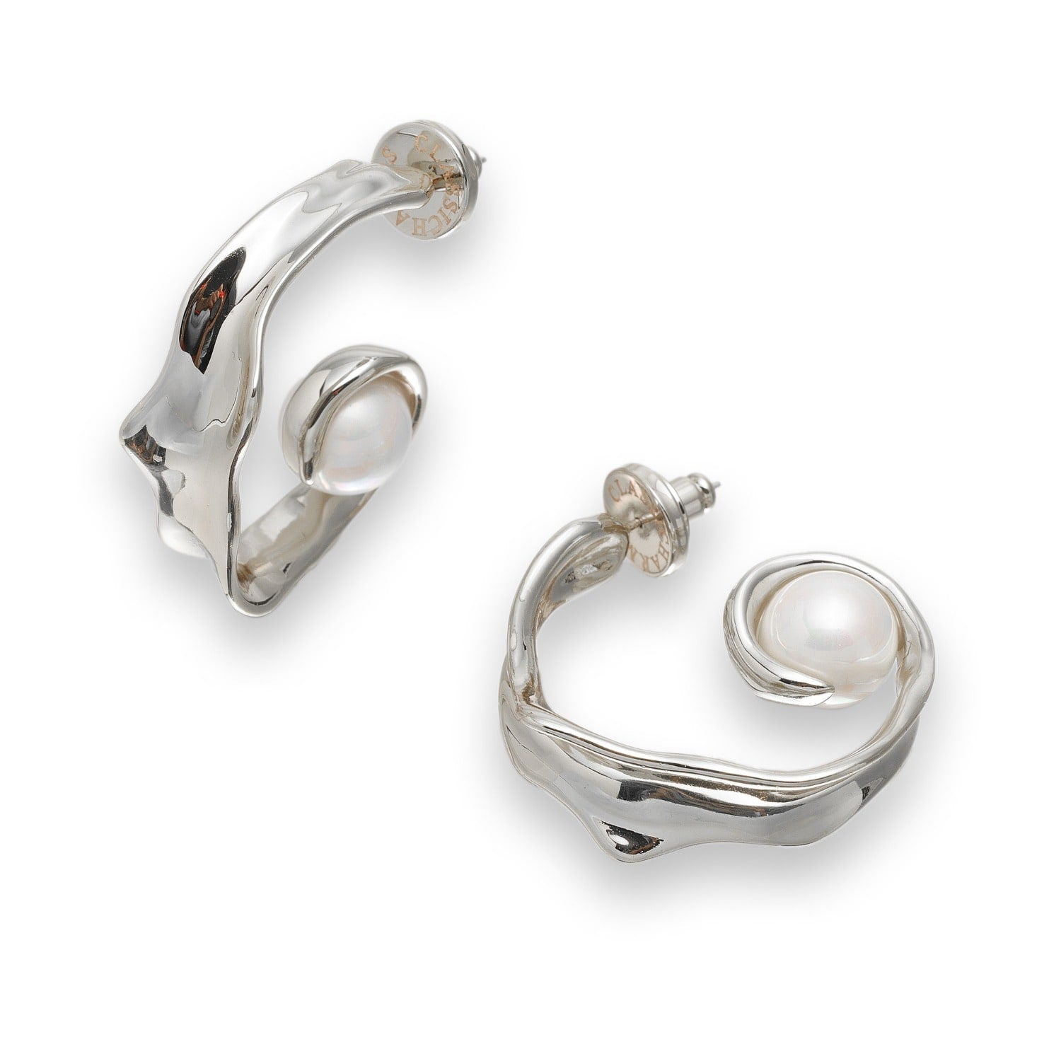 Natalie Molten Sculptural Hoop Earrings In Silver