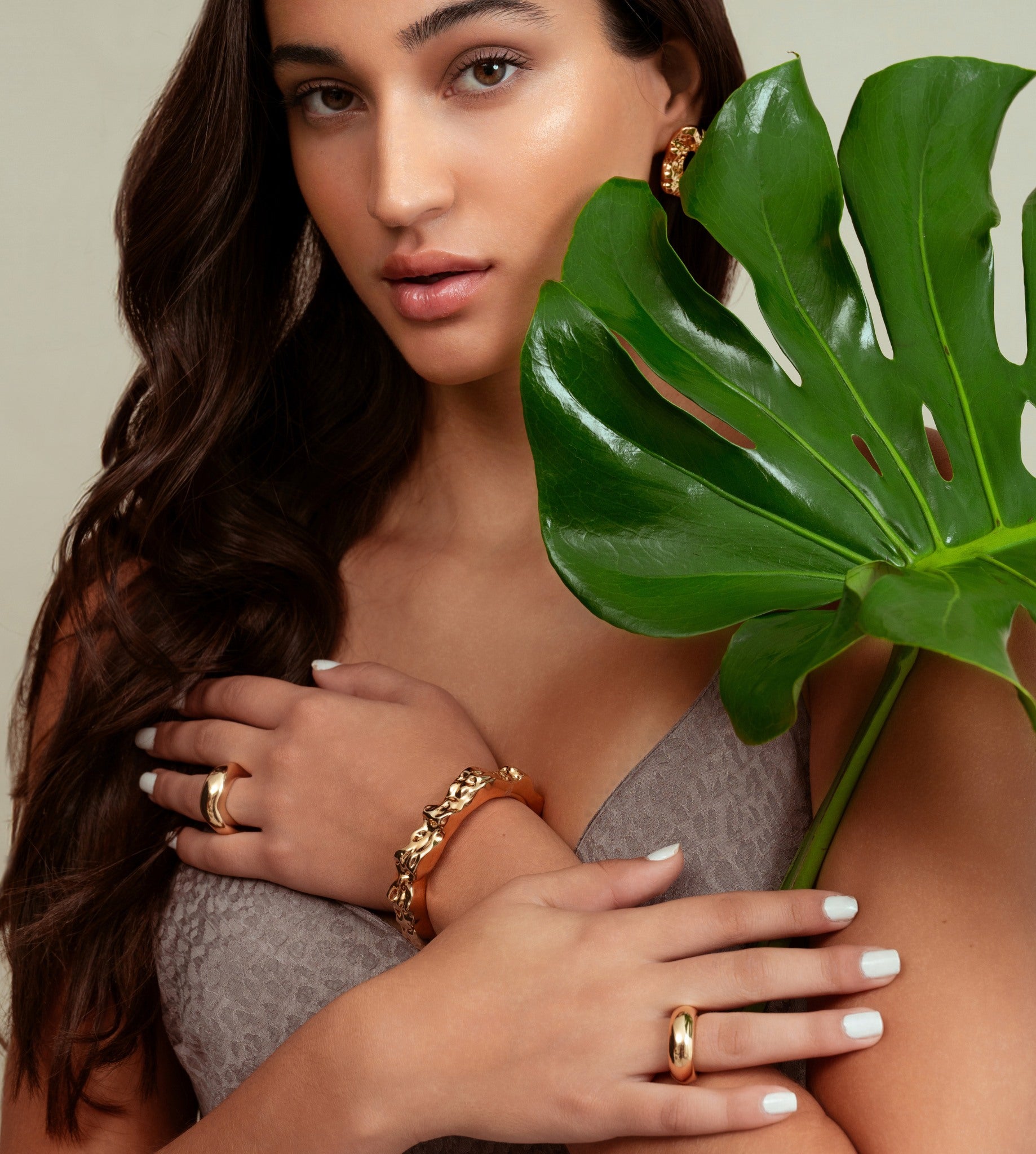 Nathalia Gold Hammered Statement Cuff Bracelet