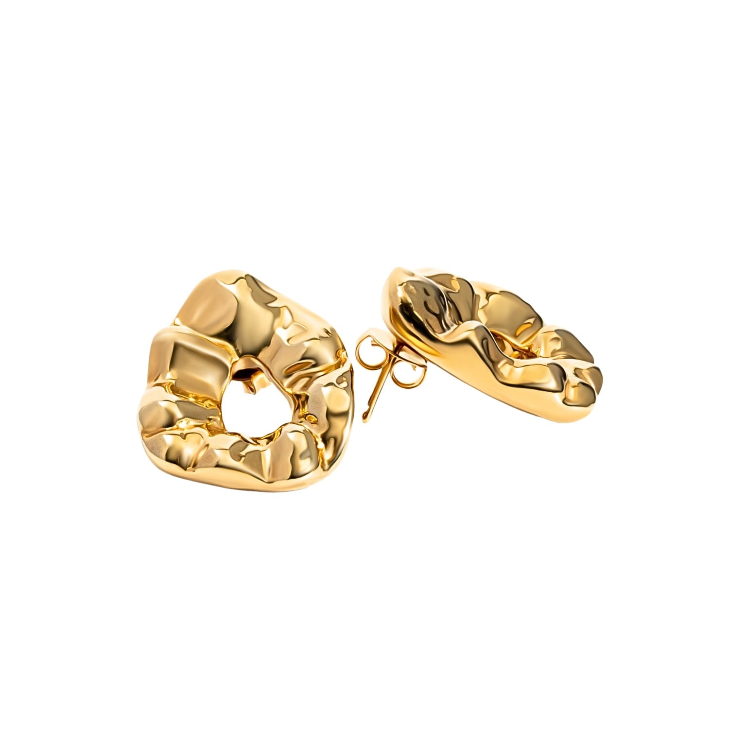 Nathalia Gold Hammered Statement Earrings