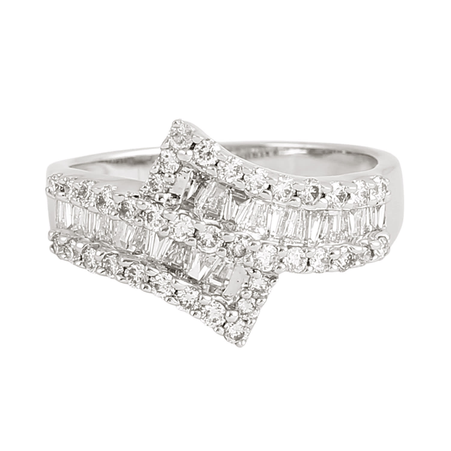 Natural Baguette Cut Diamond Channel Set Band Ring In White Gold