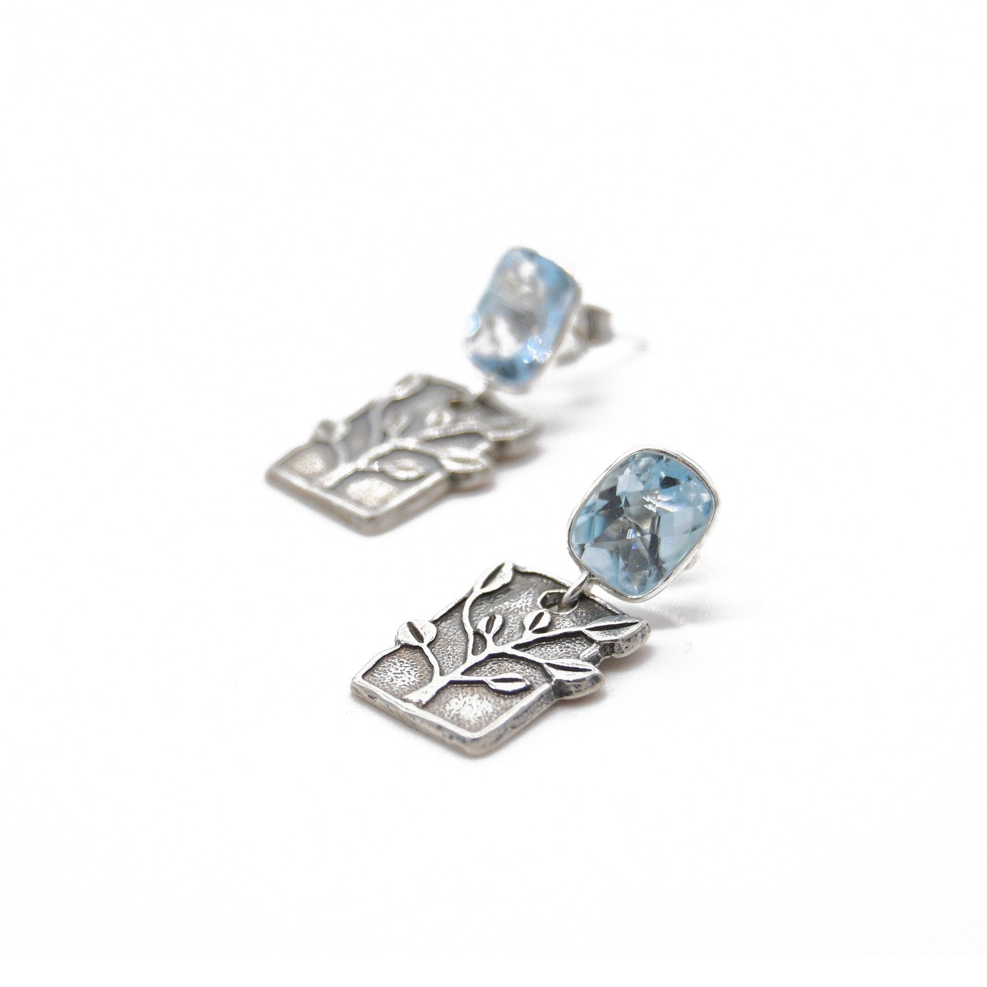 Natural Blue Topaz Branch Handmade Drop Earring